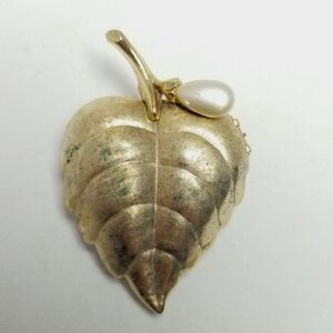 Vintage Avon Solid Perfume Brooch, Gold Tone Leaf with Hinged Locket Compartment